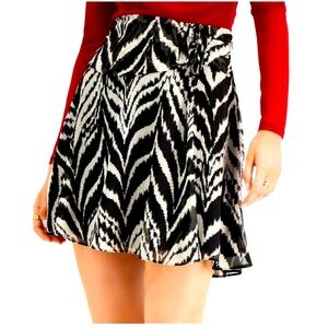 BAR III Womens Black Animal Print Mini A-Line Skirt